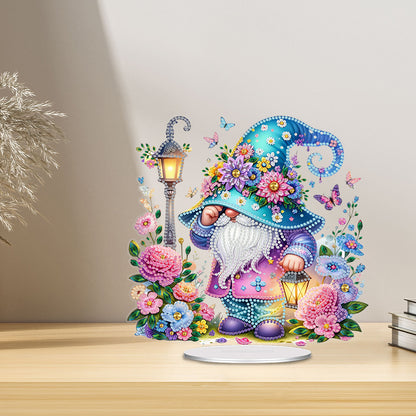 Acrylic Special Shape Flower Gnome Diamond Painting Desktop Ornaments for Home