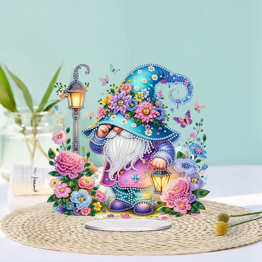 Acrylic Special Shape Flower Gnome Diamond Painting Desktop Ornaments for Home