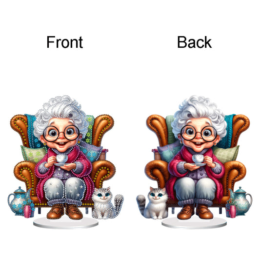 Acrylic Special Shaped Grandma Leisure Time Diamond Painting Desktop Decorations