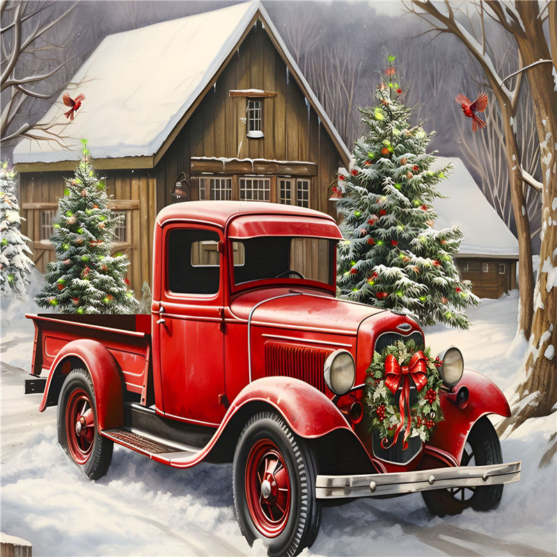 Red Classic Car - Full Round Drill Diamond Painting 40*30CM
