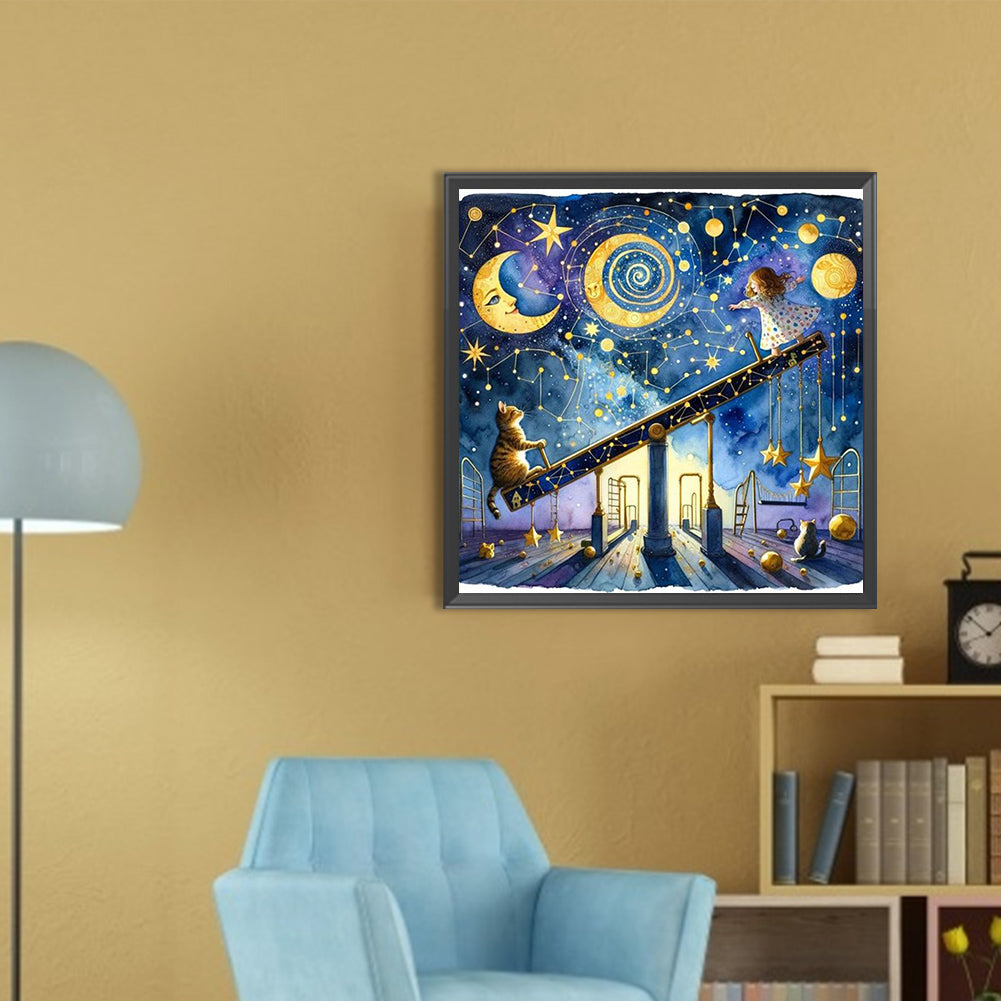 Starry Sky Playground Children - Full AB Round Drill Diamond Painting 30*30CM