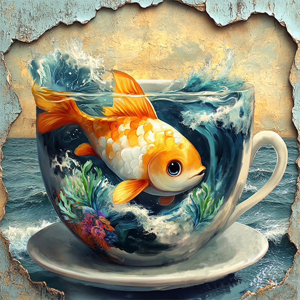Goldfish In A Cup - Full AB Round Drill Diamond Painting 40*40CM