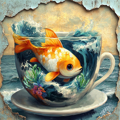 Goldfish In A Cup - Full AB Round Drill Diamond Painting 40*40CM
