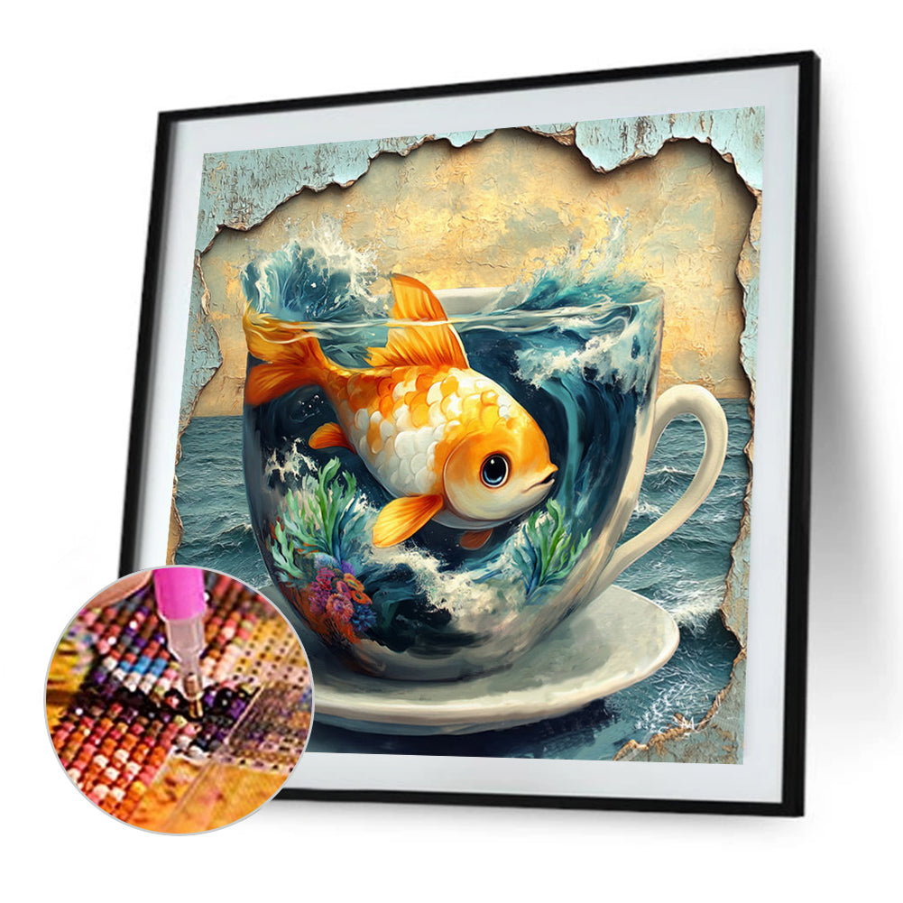 Goldfish In A Cup - Full AB Round Drill Diamond Painting 40*40CM