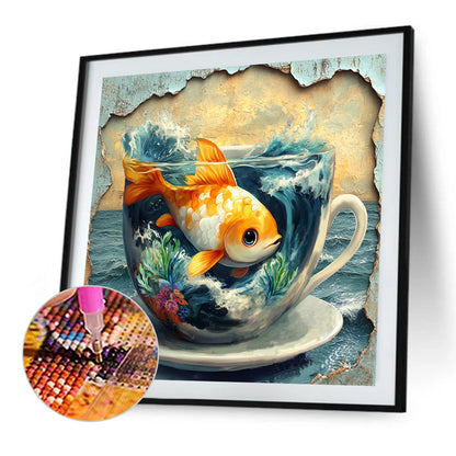Goldfish In A Cup - Full AB Round Drill Diamond Painting 40*40CM