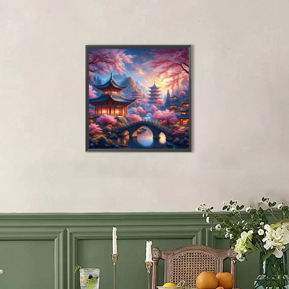 Small Bridge Pavilion - Full AB Round Drill Diamond Painting 40*40CM