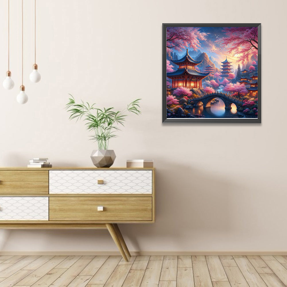 Small Bridge Pavilion - Full AB Round Drill Diamond Painting 40*40CM