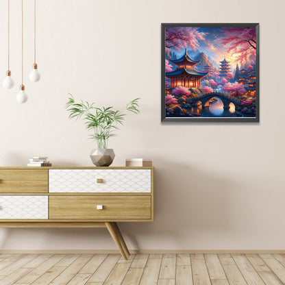 Small Bridge Pavilion - Full AB Round Drill Diamond Painting 40*40CM