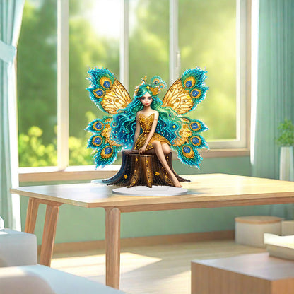 Peacock Elf Desktop Diamond Painting Art Kits DIY Rhinestones Tabletop Ornaments