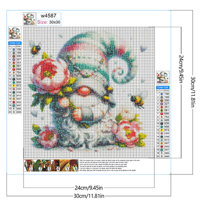 Flowers And Gnomes - Full Round Drill Diamond Painting 30*30CM