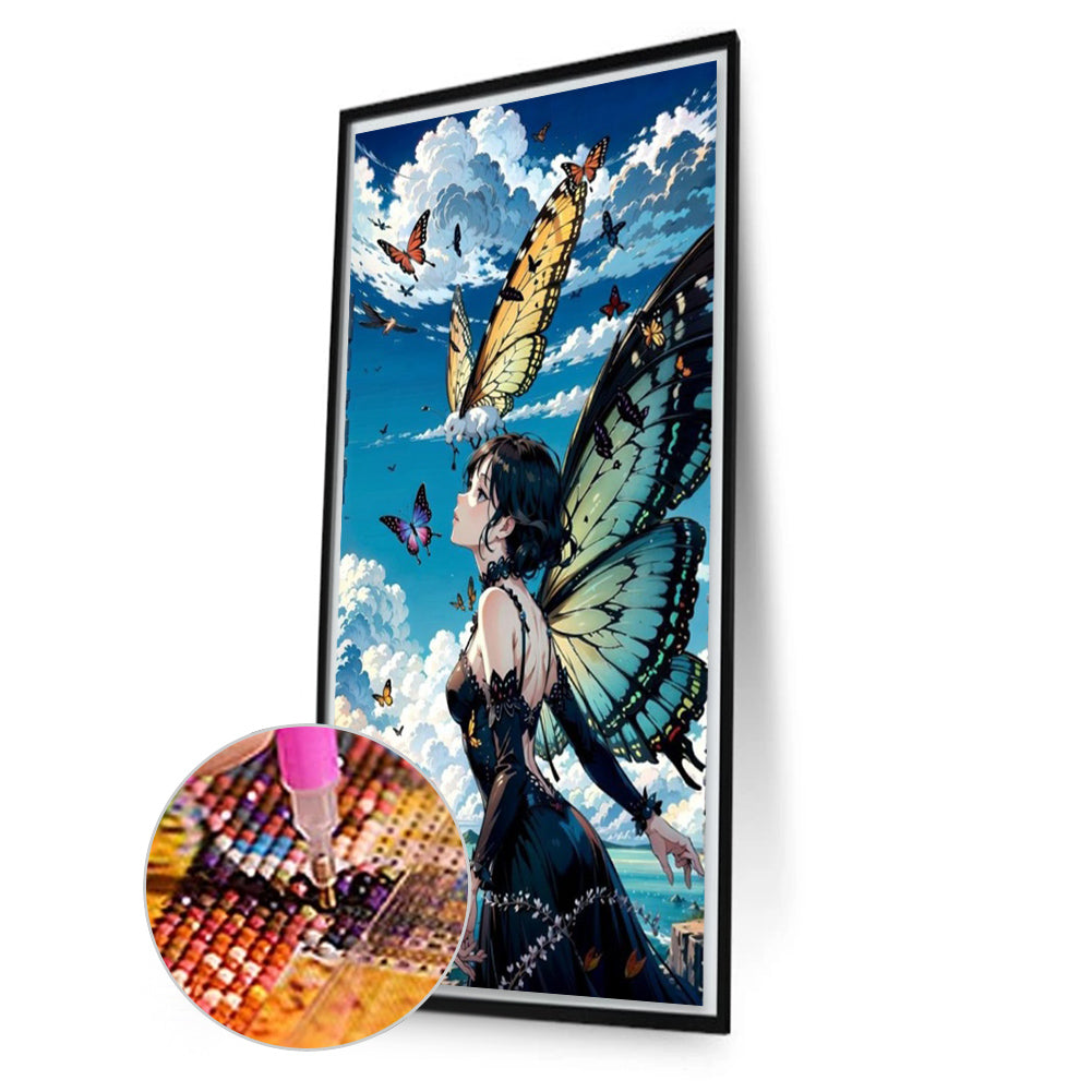 Butterfly Girl - Full AB Round Drill Diamond Painting 40*70CM
