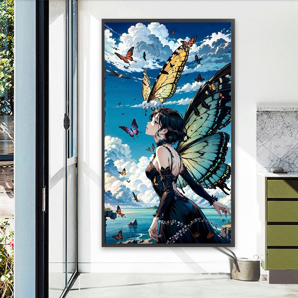 Butterfly Girl - Full AB Round Drill Diamond Painting 40*70CM