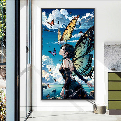 Butterfly Girl - Full AB Round Drill Diamond Painting 40*70CM