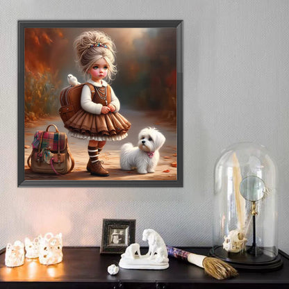 Cute Girl With Big Eyes - Full Round Drill Diamond Painting 40*40CM