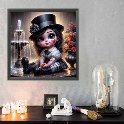 Cute Girl With Big Eyes - Full Round Drill Diamond Painting 40*40CM