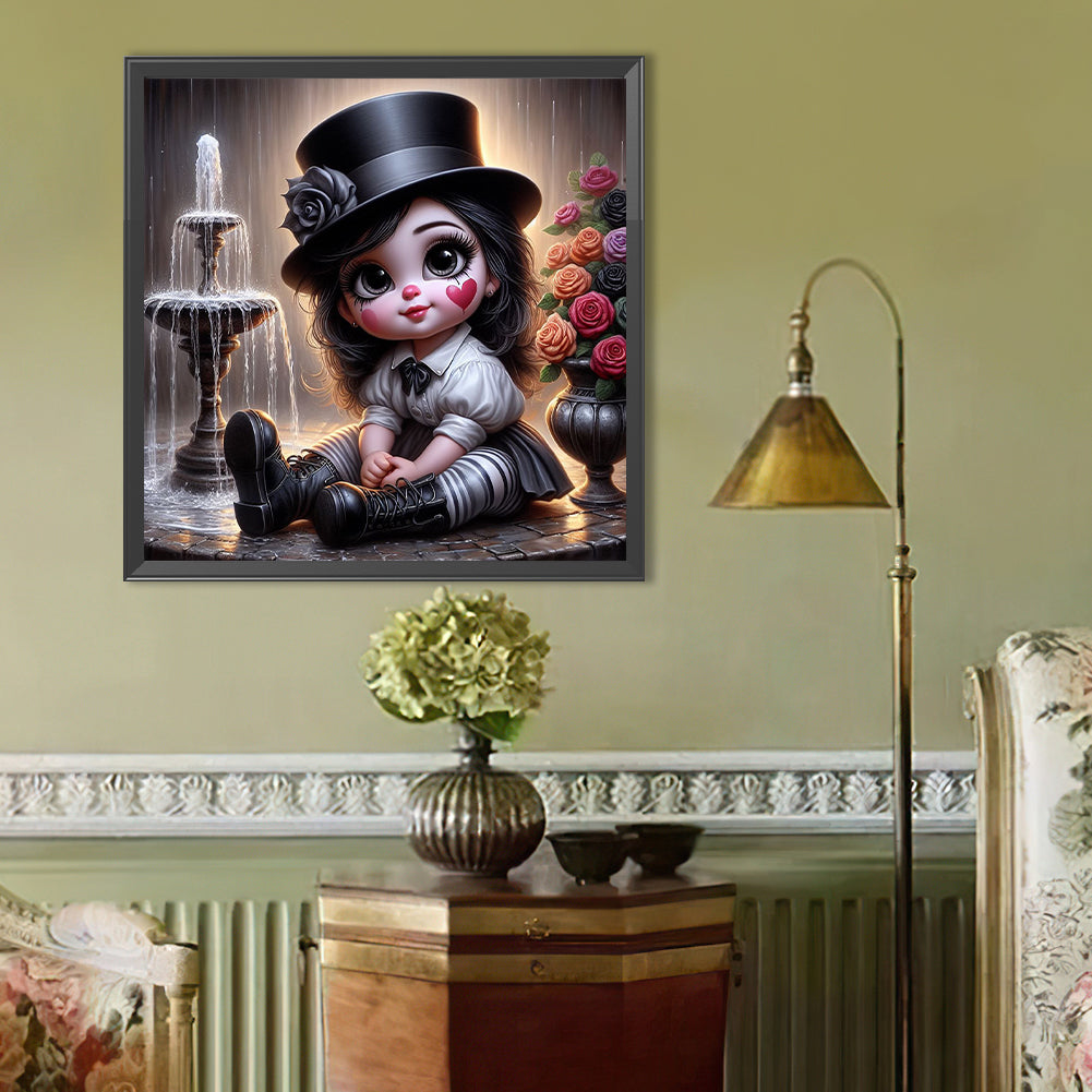Cute Girl With Big Eyes - Full Round Drill Diamond Painting 40*40CM