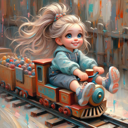 Cute Girl With Big Eyes - Full Round Drill Diamond Painting 40*40CM