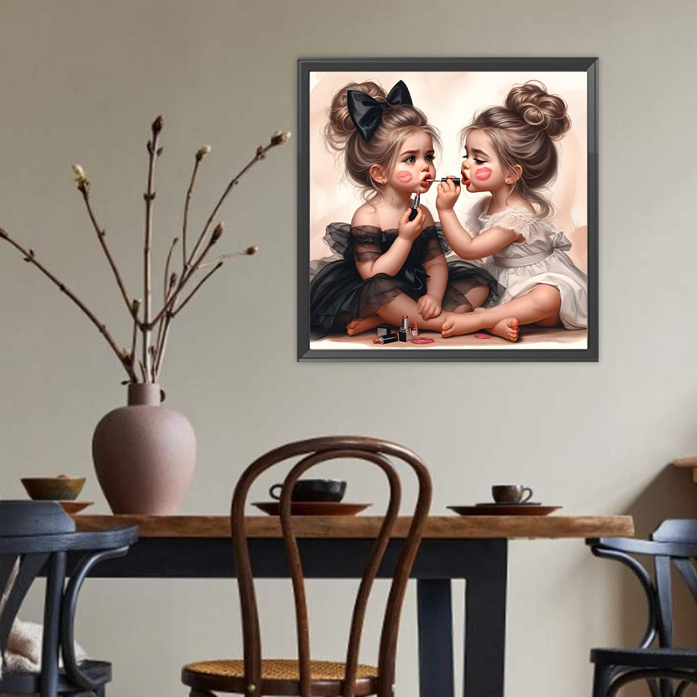 Cute Girl With Big Eyes - Full Round Drill Diamond Painting 40*40CM