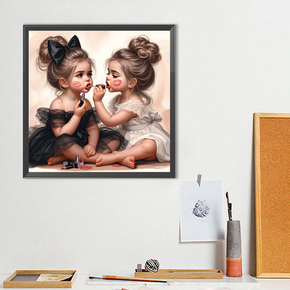 Cute Girl With Big Eyes - Full Round Drill Diamond Painting 40*40CM