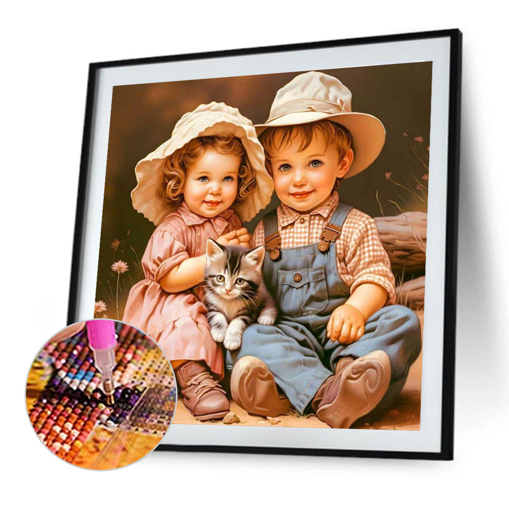 Childhood Sweethearts - Full Round Drill Diamond Painting 40*40CM