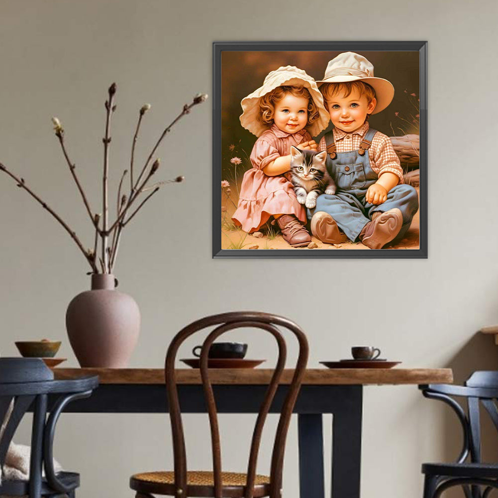 Childhood Sweethearts - Full Round Drill Diamond Painting 40*40CM