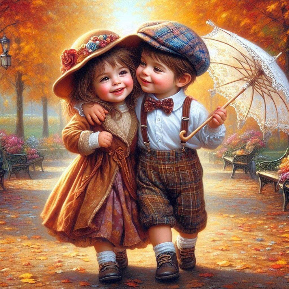 Childhood Sweethearts - Full Round Drill Diamond Painting 40*40CM