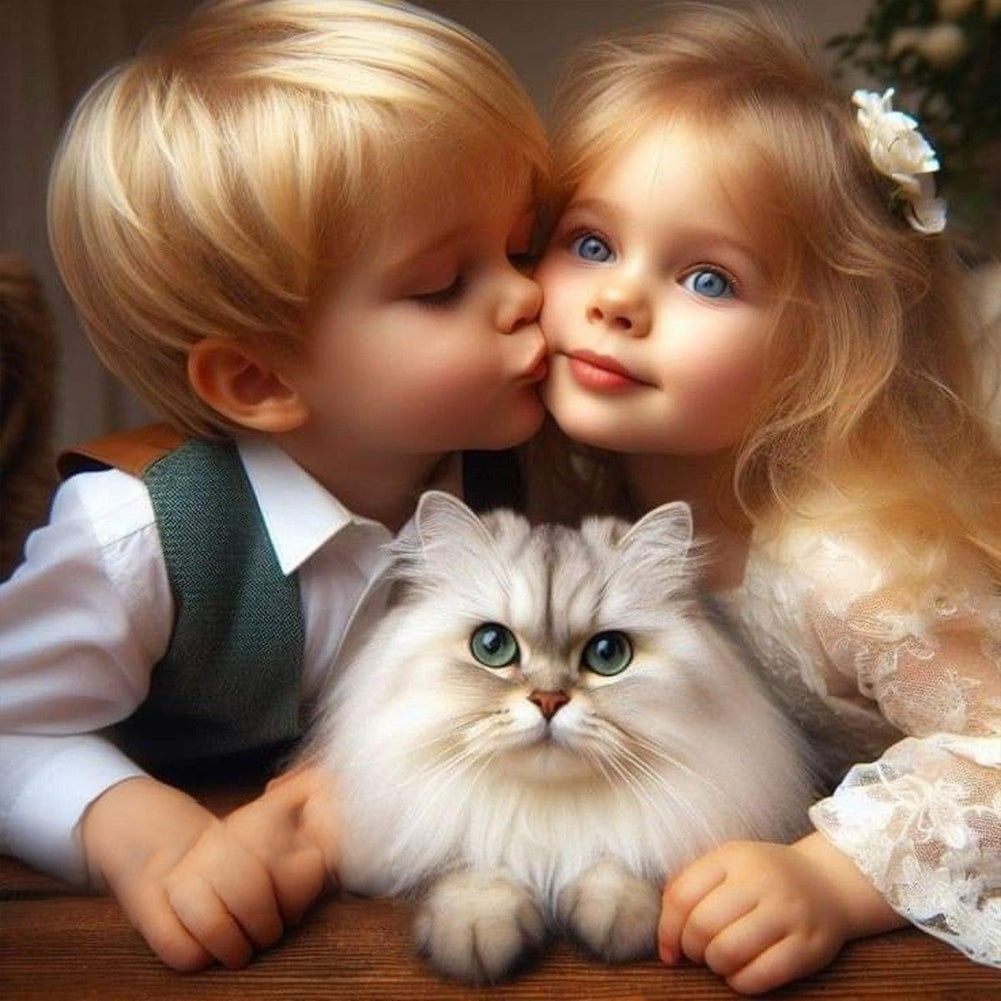 Childhood Sweethearts - Full Round Drill Diamond Painting 40*40CM