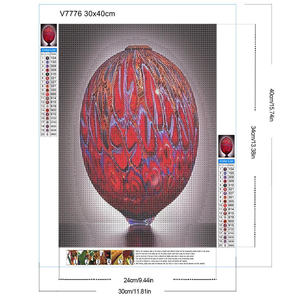 Red Vase - Full Round Drill Diamond Painting 30*40CM