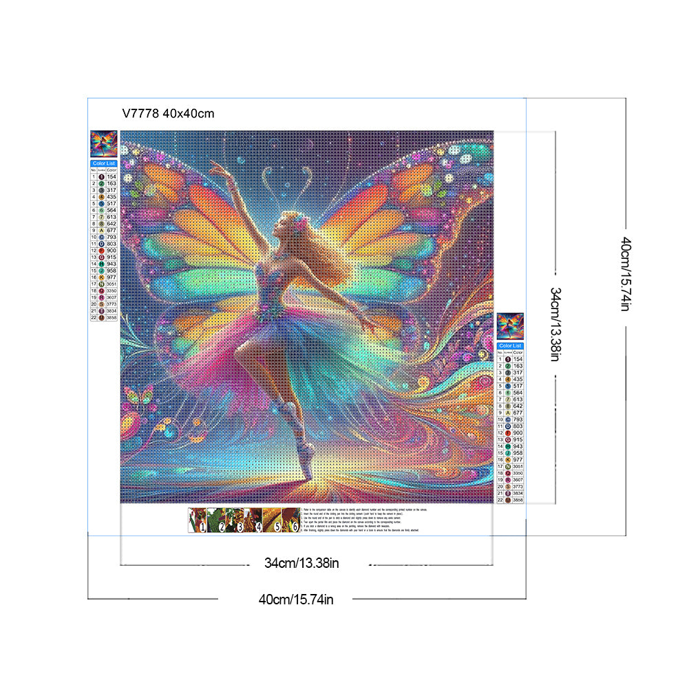 Butterfly Girl - Full Round Drill Diamond Painting 40*40CM