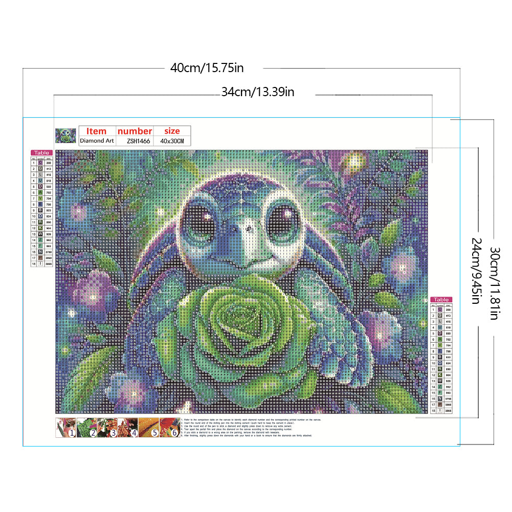 Rose Turtle - Full Round Drill Diamond Painting 40*30CM