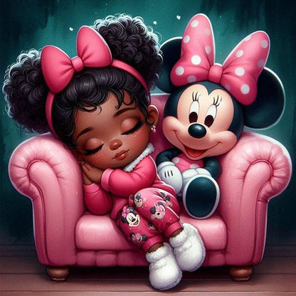 Mickey Mouse Girl - Full Round Drill Diamond Painting 40*40CM