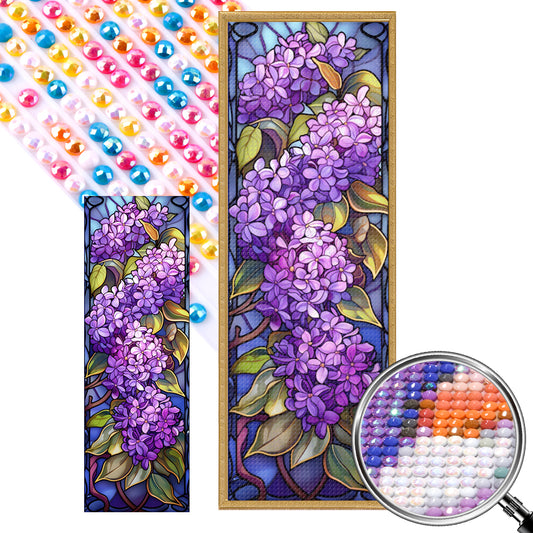 Purple Hydrangea Glass Painting - Full AB Round Drill Diamond Painting 30*90CM
