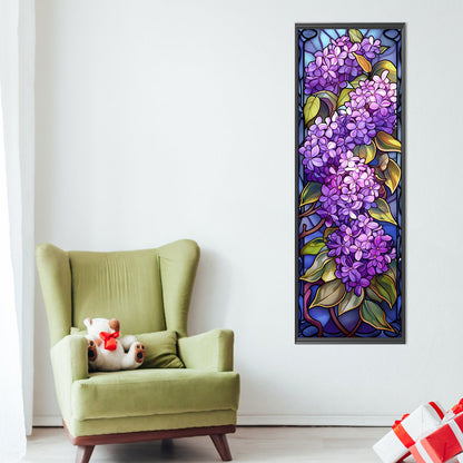 Purple Hydrangea Glass Painting - Full AB Round Drill Diamond Painting 30*90CM