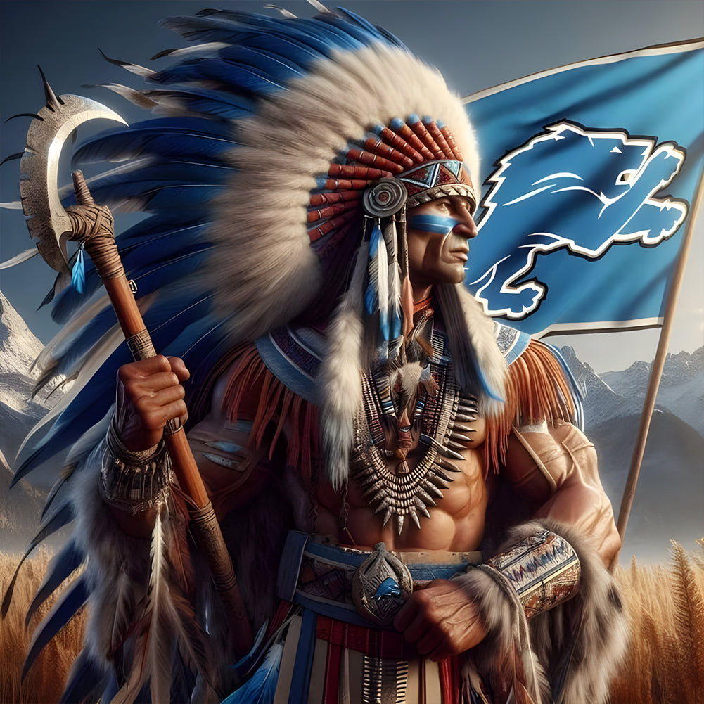 Indians Detroit Lions - Full Round Drill Diamond Painting 40*40CM