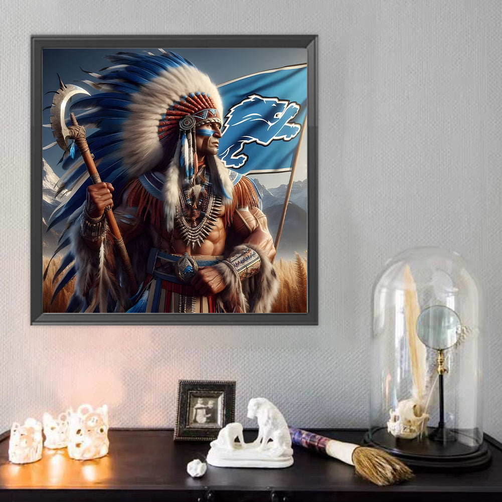 Indians Detroit Lions - Full Round Drill Diamond Painting 40*40CM