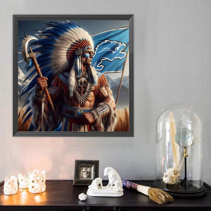Indians Detroit Lions - Full Round Drill Diamond Painting 40*40CM