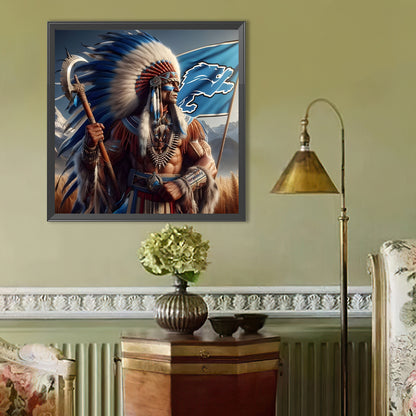 Indians Detroit Lions - Full Round Drill Diamond Painting 40*40CM