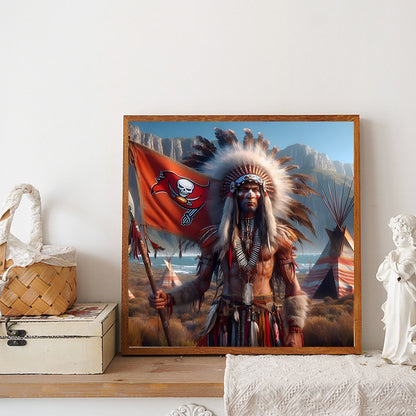 Indians Tampa Bay Buccaneers - Full Round Drill Diamond Painting 40*40CM