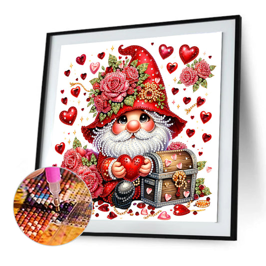 Red Rose Gnome - Special Shaped Drill Diamond Painting 30*30CM