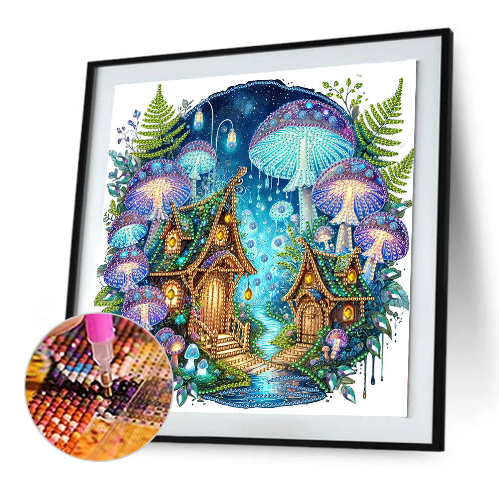 Mushroom House - Special Shaped Drill Diamond Painting 30*30CM
