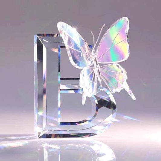 Crystal Butterfly Letter B - Full Round Drill Diamond Painting 30*30CM