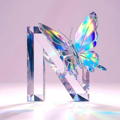Crystal Butterfly Letter N - Full Round Drill Diamond Painting 30*30CM