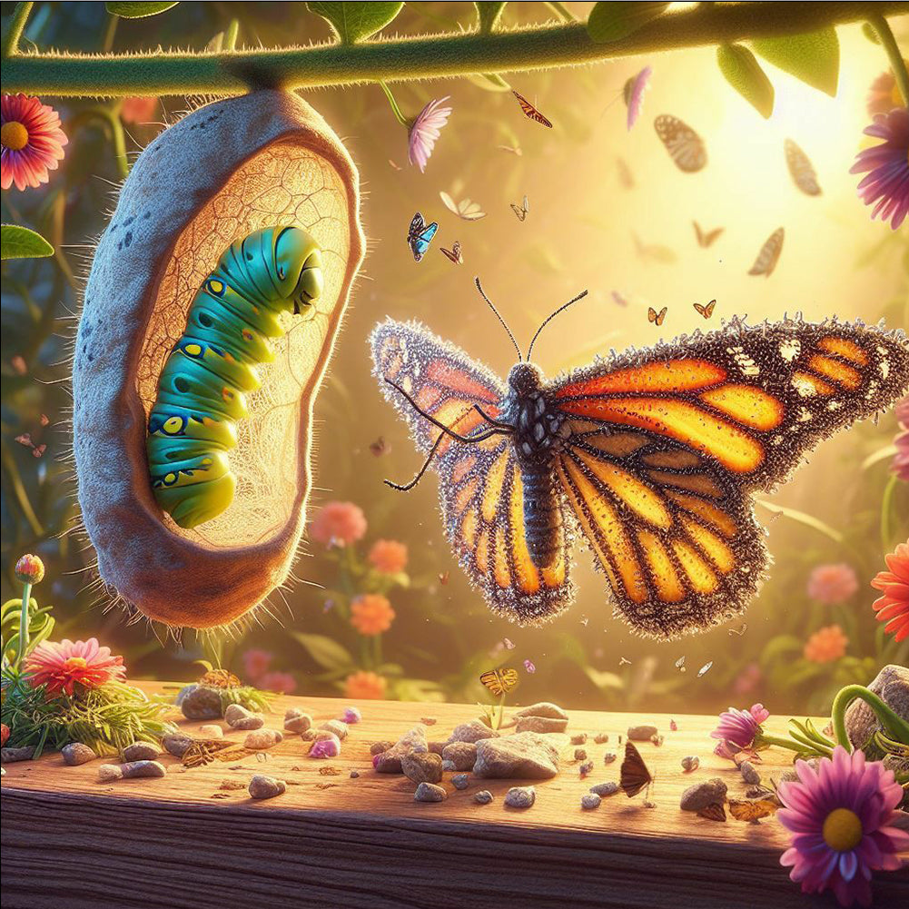 Cocoon Butterfly - Full Round Drill Diamond Painting 40*40CM