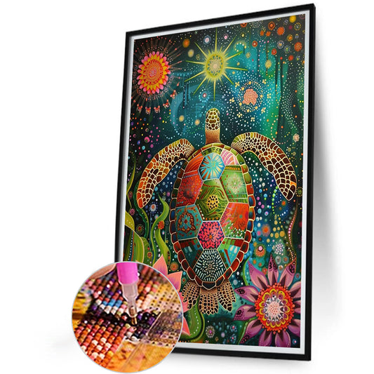 Flower Turtle - Full Round Drill Diamond Painting 40*60CM