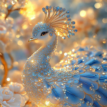 Crystal Peacock - Full Round Drill Diamond Painting 40*40CM