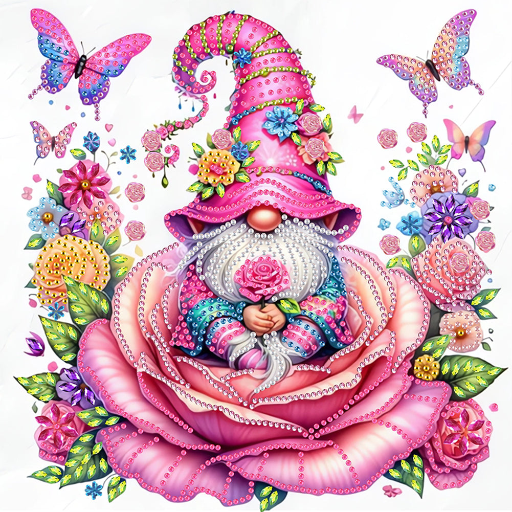Rose And Gnome - Special Shaped Drill Diamond Painting 30*30CM
