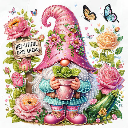 Flower And Gnome - Special Shaped Drill Diamond Painting 30*30CM