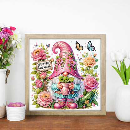 Flower And Gnome - Special Shaped Drill Diamond Painting 30*30CM