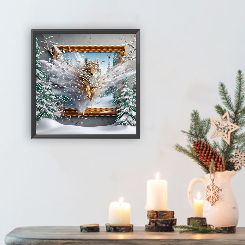 Wolf Escapes The Frame - Special Shaped Drill Diamond Painting 30*30CM