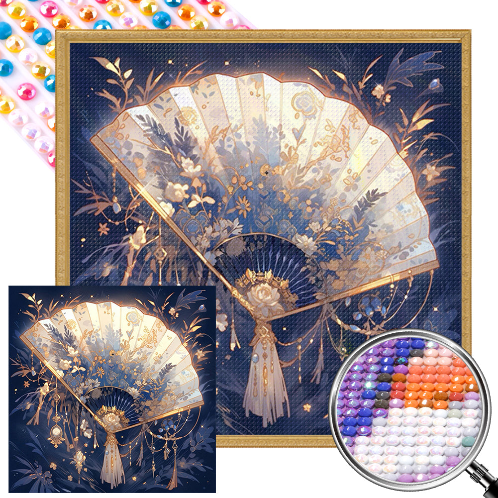Ancient Style Folding Fan - Full AB Round Drill Diamond Painting 40*40CM